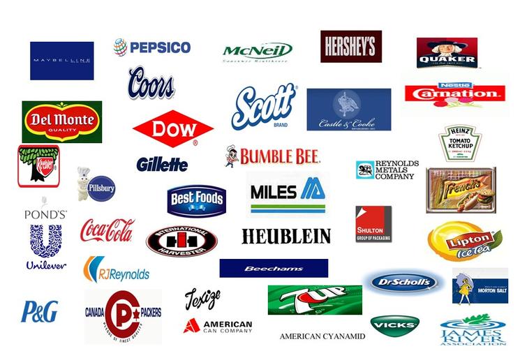 Various brand logos on a white background.